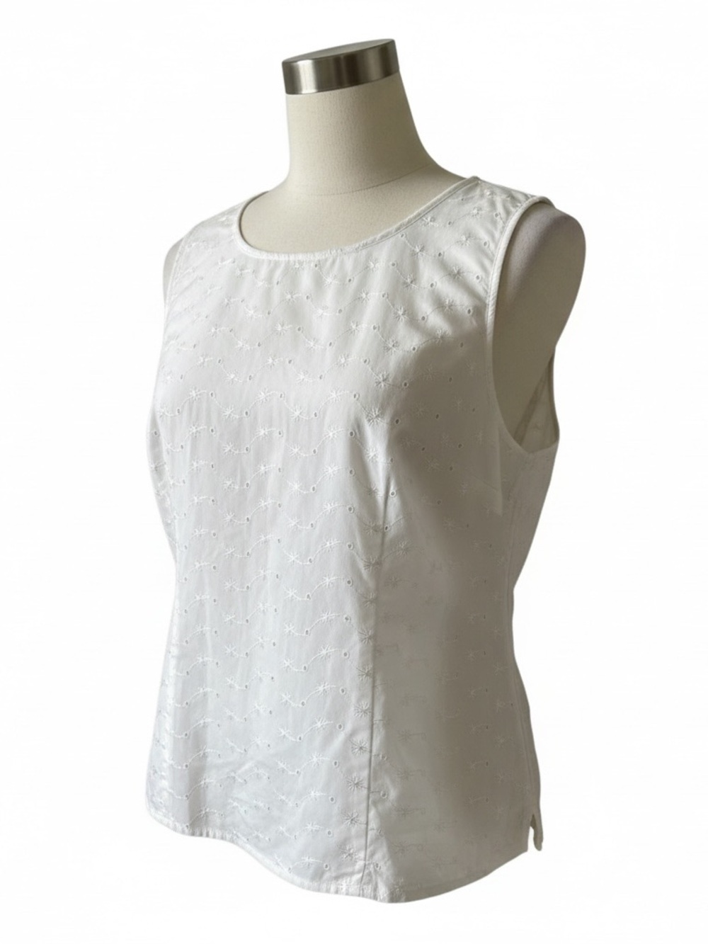 Karen Scott White Eyelet Cotton Top XL NWT
